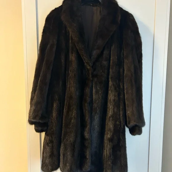 Authentic brown mink fur coat